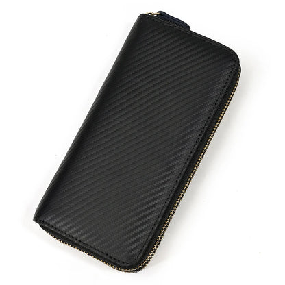 Luufan Vintage Crazy Horse Leather Men Women Long Purse Wallet Credit Card Double Zip Wallets Long Wallet Male Clutch Purse