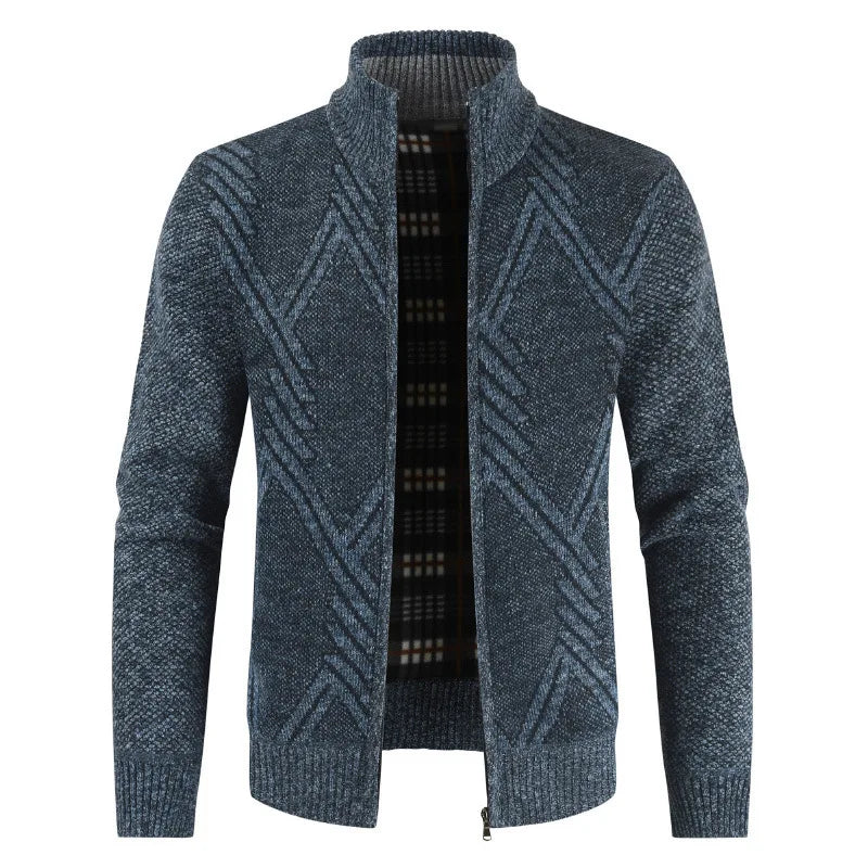 New Autumn Winter Jacket Men Coats Solid Slim Fit Thick Fleece Coats Men Jacket Casual Stand Collar Zip Jacket Men