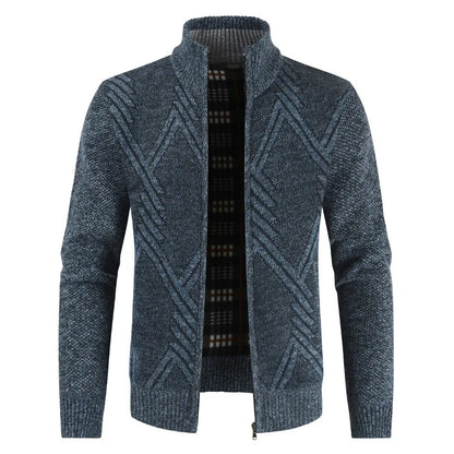 New Autumn Winter Jacket Men Coats Solid Slim Fit Thick Fleece Coats Men Jacket Casual Stand Collar Zip Jacket Men