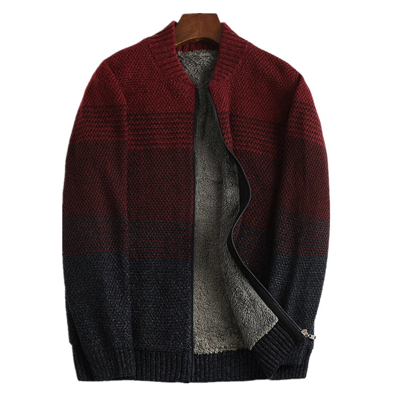 Men's Winter Thick Warm Snow Cotton Cardigan Sweater Rainbow Color plus Size 5XL 6XL 7XL Sweatcoat for Cold Weather