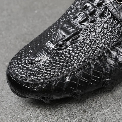 Famous Luxury Ankle Boots Mens Shoes Genuine Leather Shoes Loafer Cow Leather Crocodile Pattern Hasp Casual Shoes