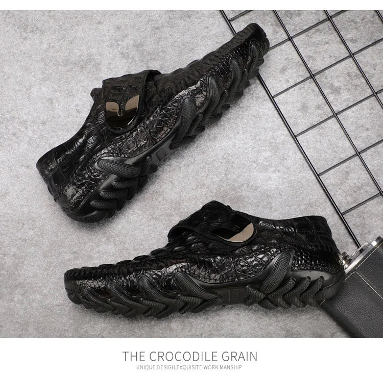 Luxury Driving Shoes Mens Shoes Genuine Leather Shoes Loafer Cow Leather Crocodile Pattern Hasp Casual Shoes Zapatos Hombre