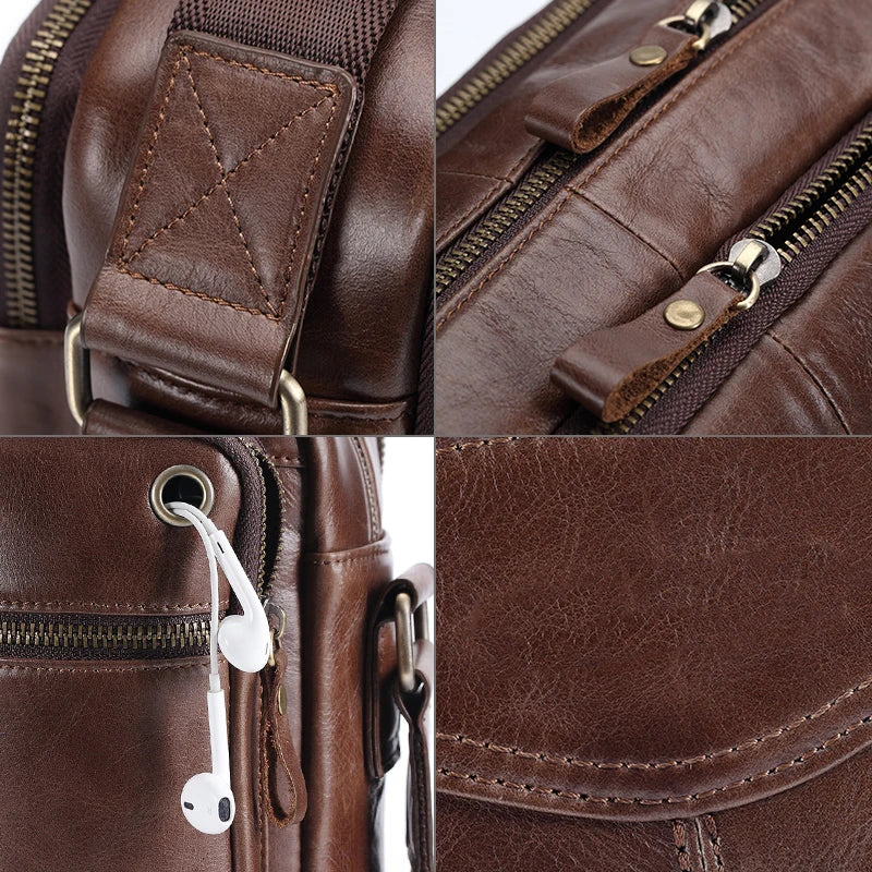 New 2025 Men Genuine Leather Shoulder Bag Casual Leather Men's Pad Messenger Bag Male Business Crossbody Bag Hot Handbag for Men
