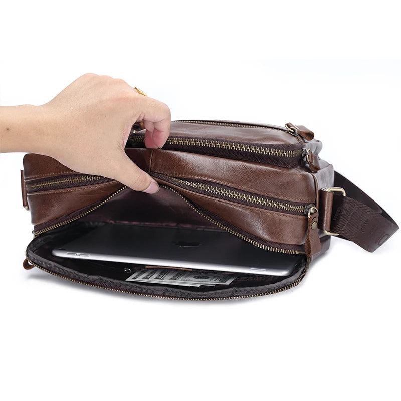 New 2025 Men Genuine Leather Shoulder Bag Casual Leather Men's Pad Messenger Bag Male Business Crossbody Bag Hot Handbag for Men