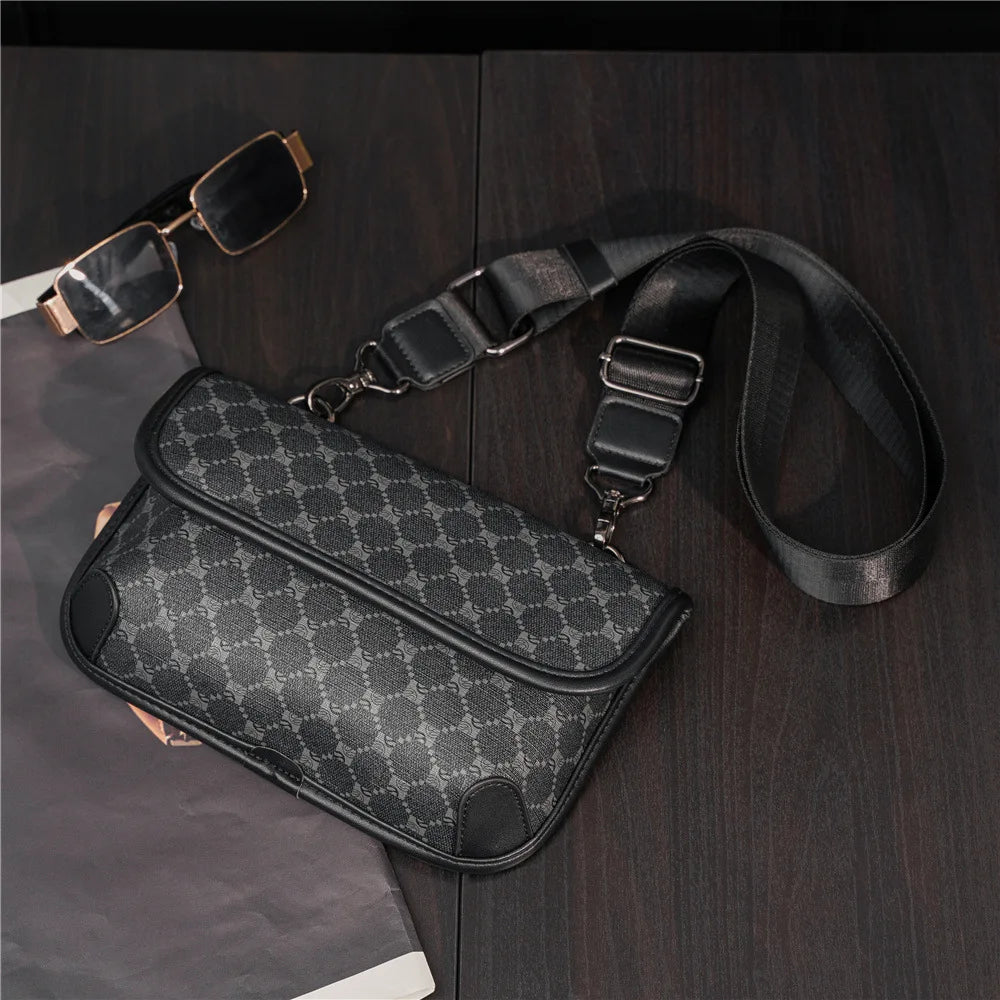 Brand Design Shoulder Bag Men Crossbody Bag Fashion Business PU Leather Shoulder Bag Male Mobile Phone Bag Purses Handbags New