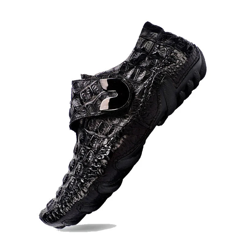Luxury Driving Shoes Mens Shoes Genuine Leather Shoes Loafer Cow Leather Crocodile Pattern Hasp Casual Shoes Zapatos Hombre