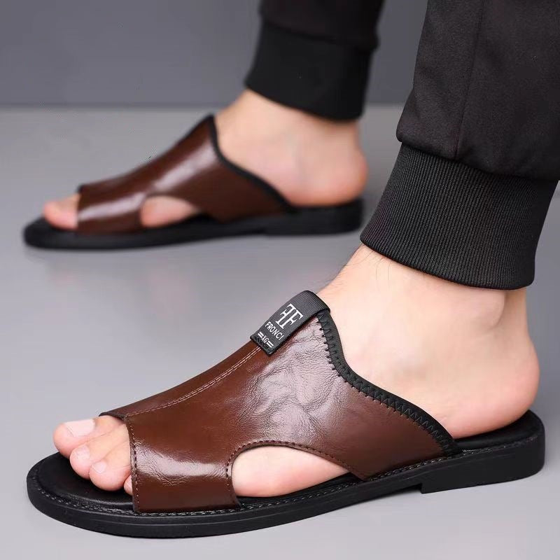 Sandals for Men Brand Casual Shoes Outdoor Fashion Men's Slippers Comfortable Beach Shoes High Quality Leather Men Flat Sandals