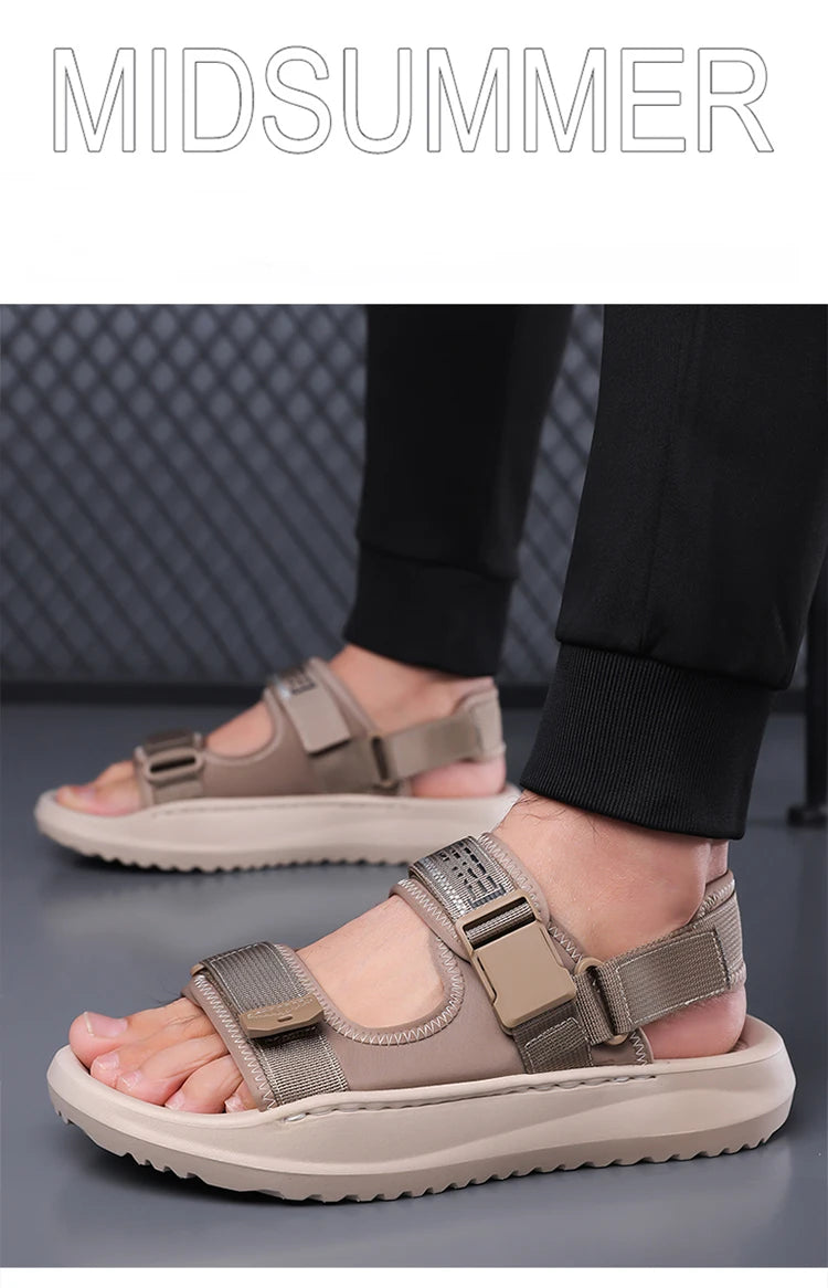 Men's Roman Sandals Summer Outdoor Sports Slip-On Shoes Anti-Slip Breathable Soft Bottom Casual Beach Shoes-WC20258