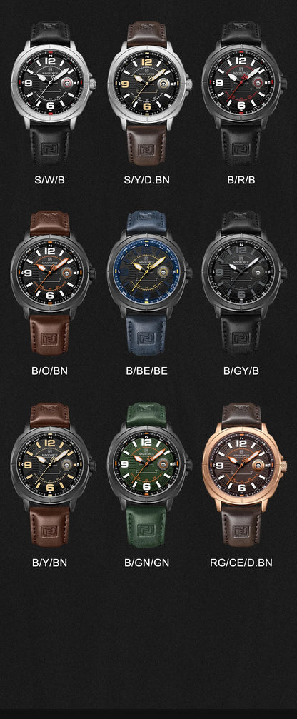 NAVIFORCE  High Quality Male Wristwatch PU Band Calendar Brand Men Quartz Watch Auto Date Display Waterproof Clocks Reloj Hombre