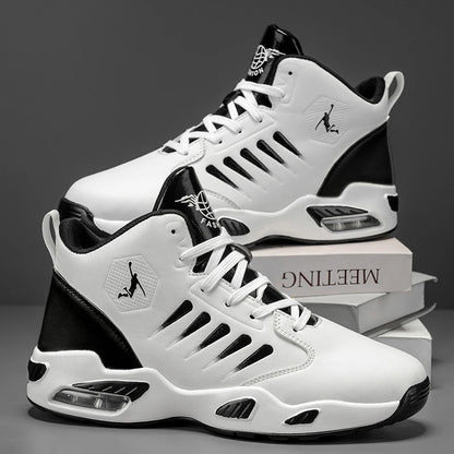 Men's Basketball Shoes - Comfortable Athletic Casual Shoes with Cushioned Rubber Soles, Lace-Up Design Suitable for Gym, Basketball, Jogging - All-Season Performance Shoes, Lightweight for Everyday Wear, Wear-Resistant and Du