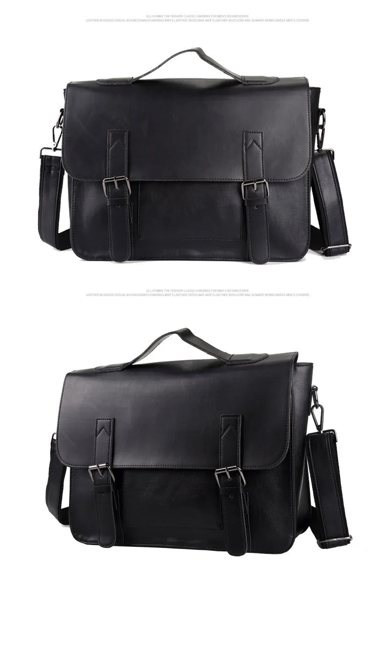 Retro Fashion Messenger Bag Men Luxury PU Leather Crossbody Bags Men Handbag Briefcases Laptop Bag Men Shoulder Messenger Bags