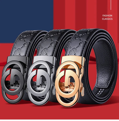Fashion Business Men'S Belt Genuine Luxury Brand Metal Buckle Belt High-Quality PU Leather Soft Belt With Cargo Pants Jeans