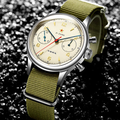 Red Star Retro 1963 Chronograph ST1901 Hand Winding Movement Air Force Pilots Aviation Sapphire Men Mechanical Watch Waterproof
