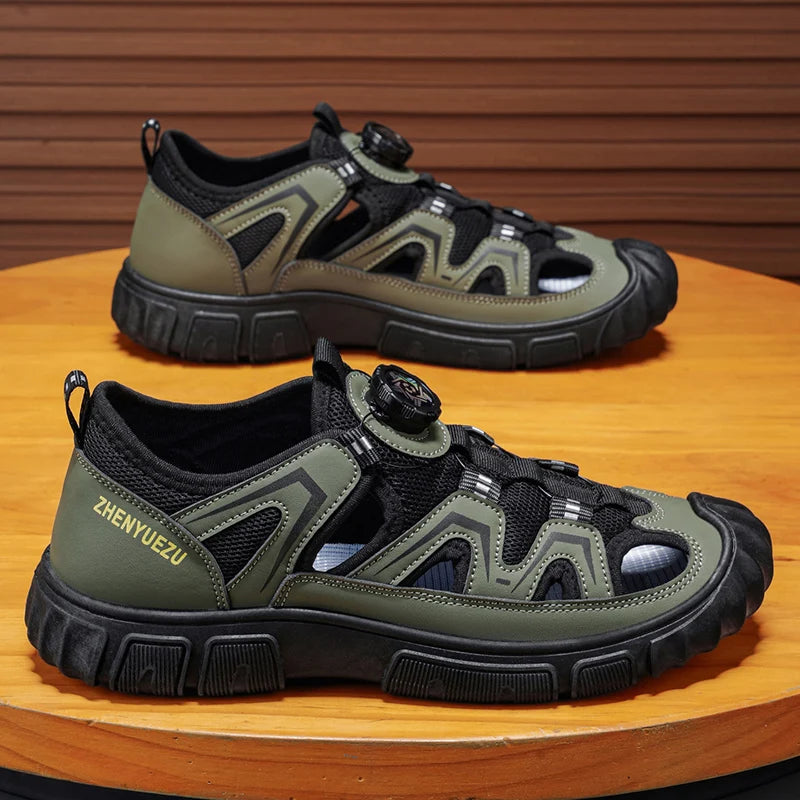 New Arrival Summer Men Sandals PU Leather Mens Casual Shoes Outdoor Beach Shoes Hollow Out Male Roman Shoes Leisure Walk Sandaly