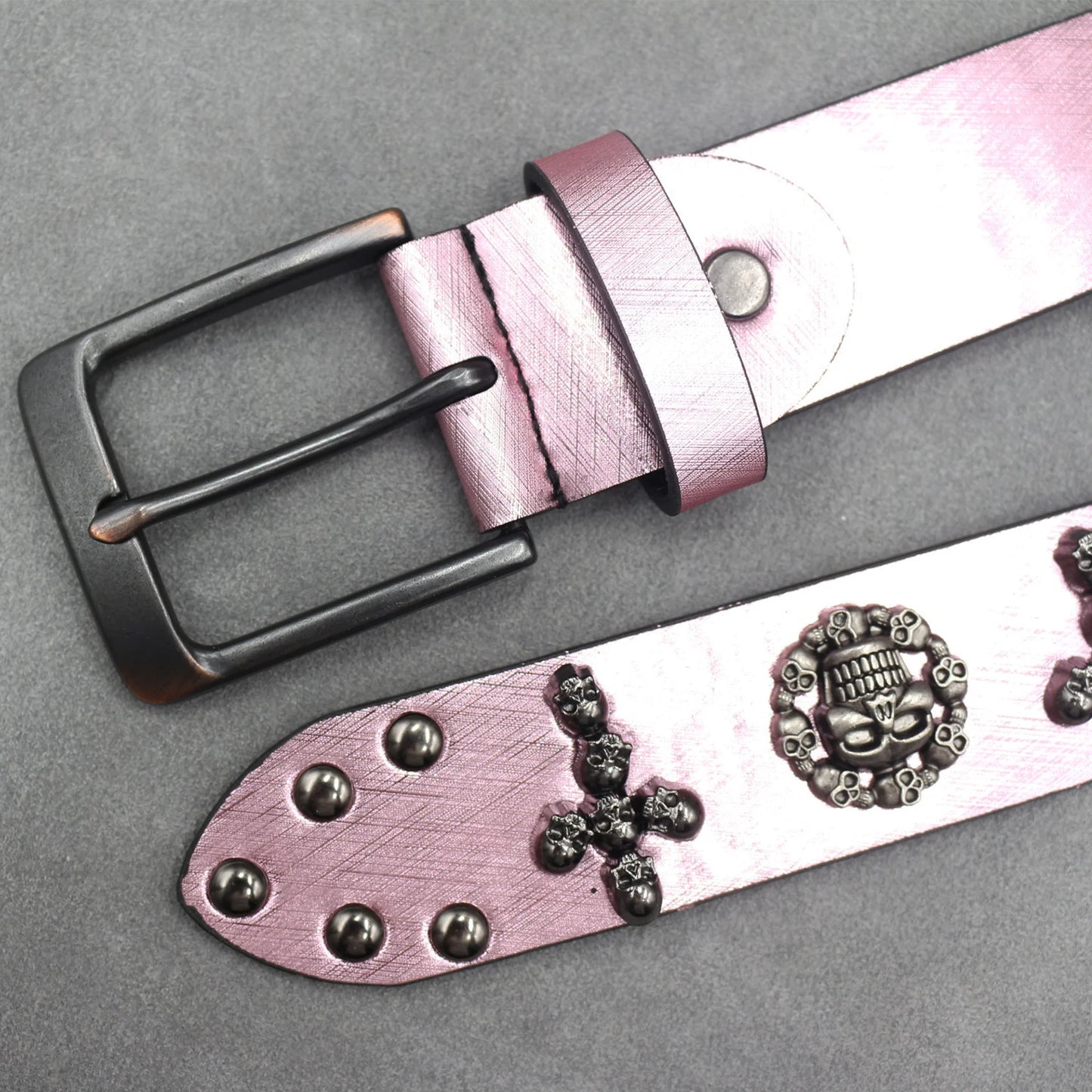 Rivet belt Cross and skull Decoration Belt Man's Goth Rock Fashion Ladies Leather Studded Gift Wild Adjustable Women Punk Belt