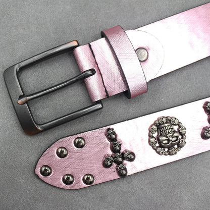 Rivet belt Cross and skull Decoration Belt Man's Goth Rock Fashion Ladies Leather Studded Gift Wild Adjustable Women Punk Belt