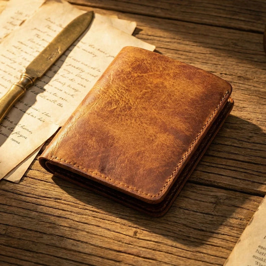 Retro Handcrafted Genuine Leather Small Wallet for Men, Vintage Durable EDC Card Holder, Men Multi-card Slots Organizer Wallet