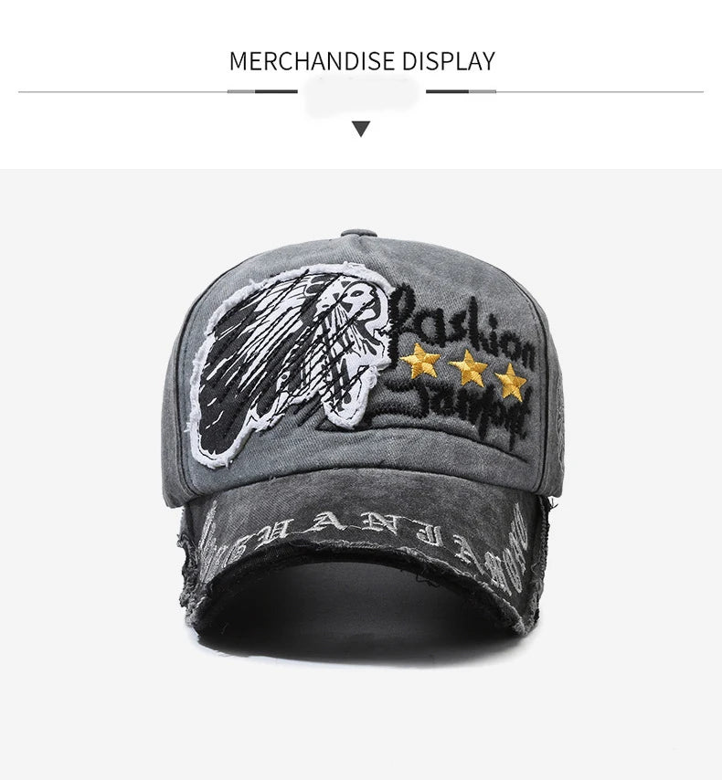 Four Seasons New Baseball Cap Retro Distressed Casual Outdoor Sports Hat Spring And Autumn Sunhat Letter Embroidery Cap Men