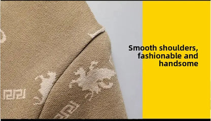 Men's Knitted Sweater Jacket Light Blue Coat Casual Fresh Stylish Youth Versatile Cardigan Sweater