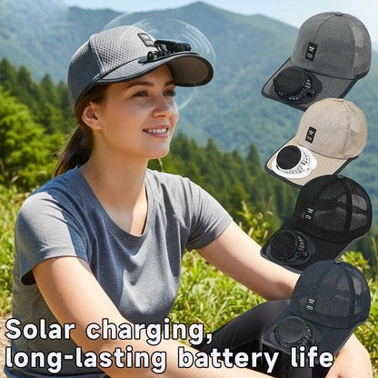 Summer Men Women Mesh Baseball Hat Sun Block Baseball Hat With Solar Fan USB Charging Fan Breathable UV Block Outdoor Sunhats