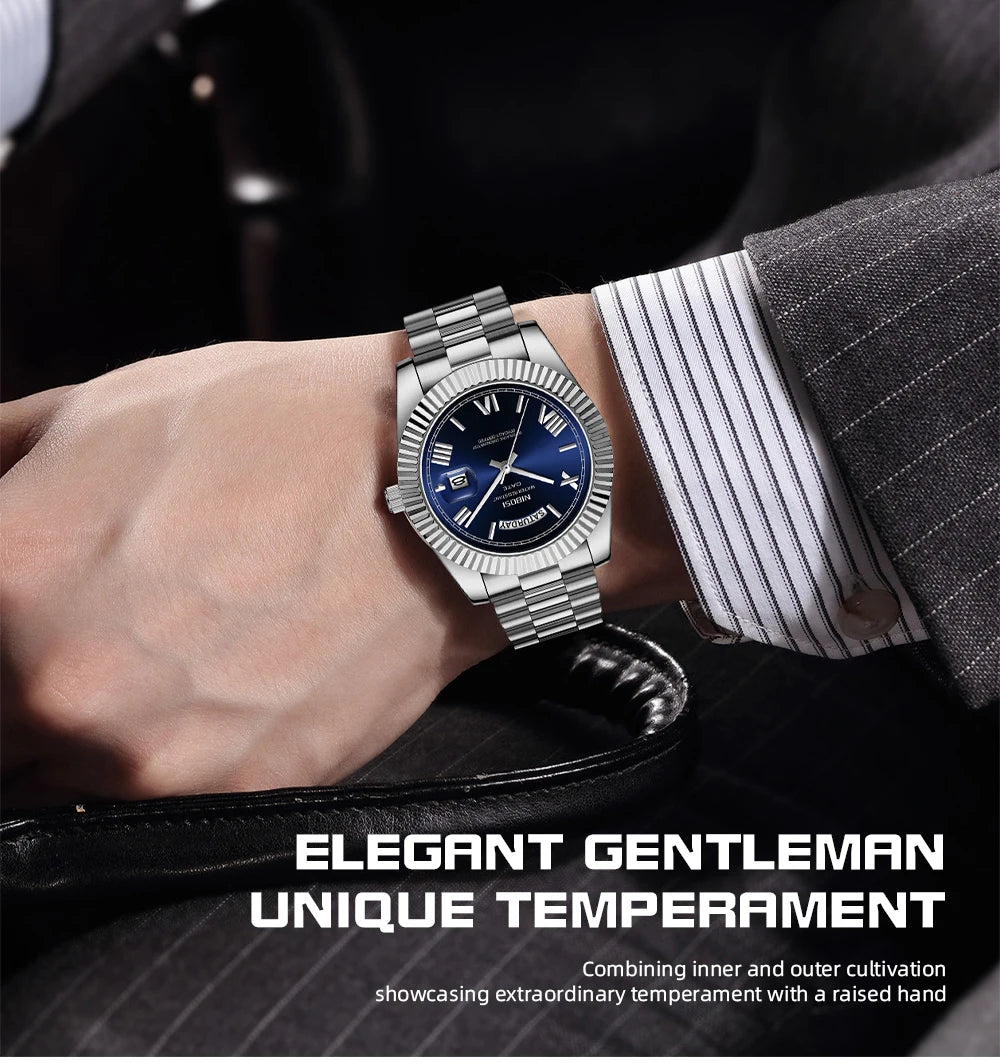 NIBOSI Fashion Watch Men Day Date Miyota Quartz Men Watch Top Brand Luxury Wristwatch Waterproof Steel Male Clocks Reloj Hombre