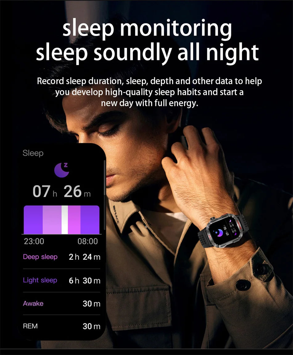 2026 Military GPS Smart Watch Money Detector Light Compass Waterproof Outdoor Sport Tracker Bluetooth Call Watch with Flashlight