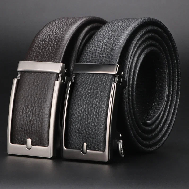 Premium Top Layer Cowhide Men'S Belt - Soft, Durable & Stylish With Automatic Alloy Buckle For Business Wear