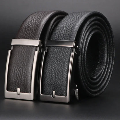 Premium Top Layer Cowhide Men'S Belt - Soft, Durable & Stylish With Automatic Alloy Buckle For Business Wear