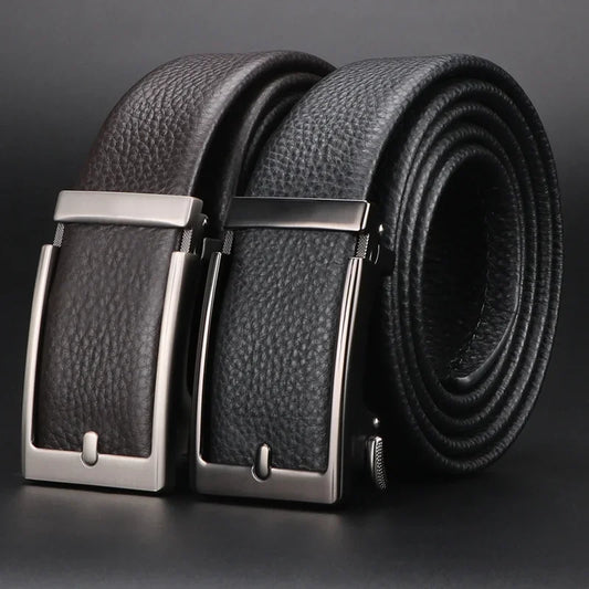 Premium Top Layer Cowhide Men'S Belt - Soft, Durable & Stylish With Automatic Alloy Buckle For Business Wear