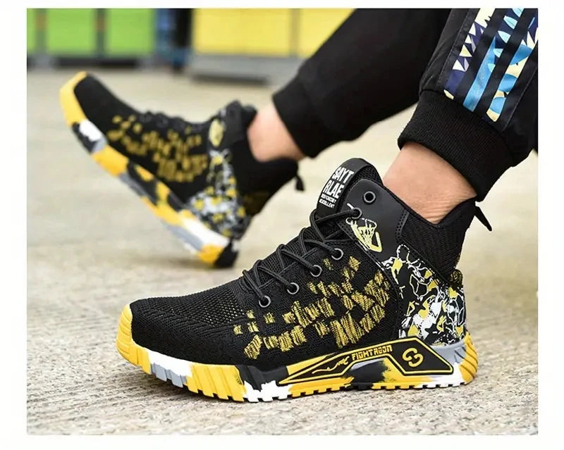 High Top Safety Shoes Men Anti Smashing Anti Puncture Work Shoes Men Work Safety Boots Men's Fashion Security Protective Boots