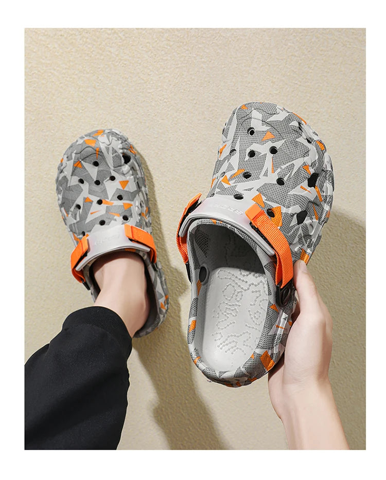 Size 40-47 Men Sandals Casual Street Light EVA Men's Casual Shoes Hole Shoes Clogs Home Garden Outdoor Male Beach Flat Slippers