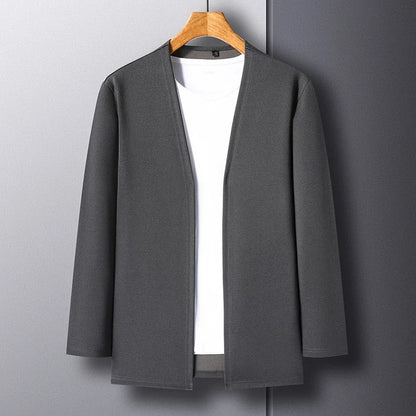 New Men's Casual Solid Color Long Sleeved Cardigan Cloak Spring and Autumn Fashionable Comfortable Top