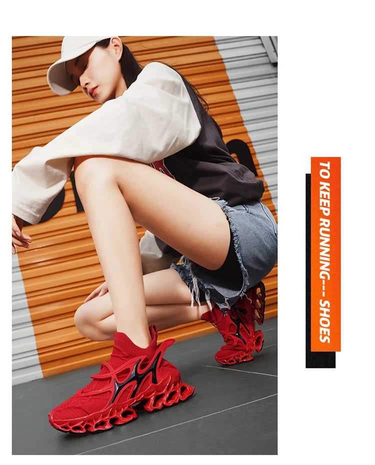 Men's Blade Type Shoes Breathable Shock Absorption Running Shoes Non-Slip Shoes For Jogging Tennis Gym Casual Walking Sneakers