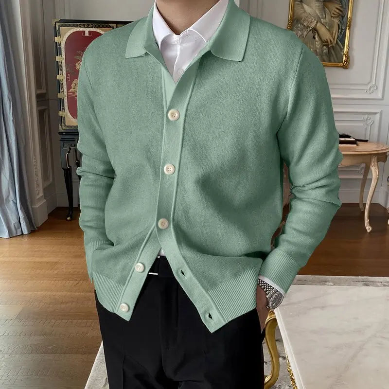 Mens Cardigan Sweater Long Sleeve Button Down Casual Collared Slim Fit Knit Sweater