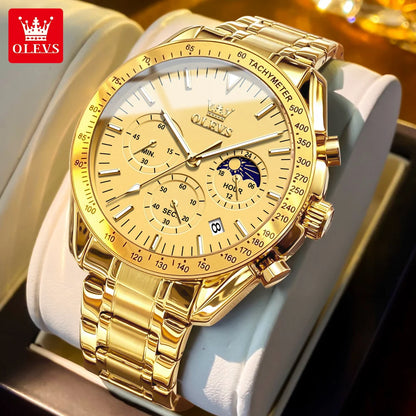 OLEVS 3618 Mens Watch Original Brand Waterproof Luminous Quartz Wristwatch Watch For Man  Multifunctional Chronograph With Box