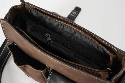 Vintage Men's Crossbody Bags Fashion Brand Design Shoulder Messenger Bag Men Falp Pockets Crossbody Bag Leather Square Satchels
