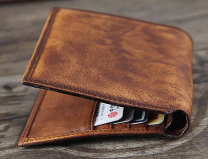 Fashion Vintage Genuine leather Wallet Men short Bifold Money Clips Leather male wallet Purse Coin Bag money Holder WC-007