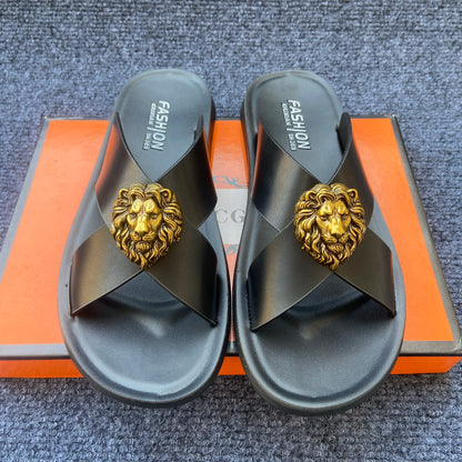 genuine leather slippers men original summer fashion Man slippers outdoor slides size 38-48 new brand designer shoes for man
