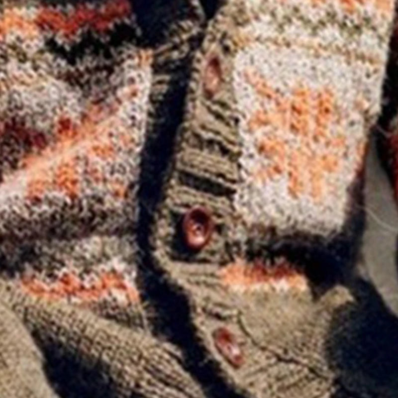 New American Jacquarded Men Cardigan Jacket Light Luxury Military Green Knitted Long Sleeve Sweater Coat Splicing Print Knitwear