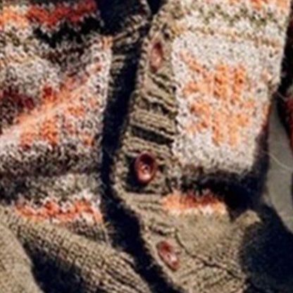 New American Jacquarded Men Cardigan Jacket Light Luxury Military Green Knitted Long Sleeve Sweater Coat Splicing Print Knitwear