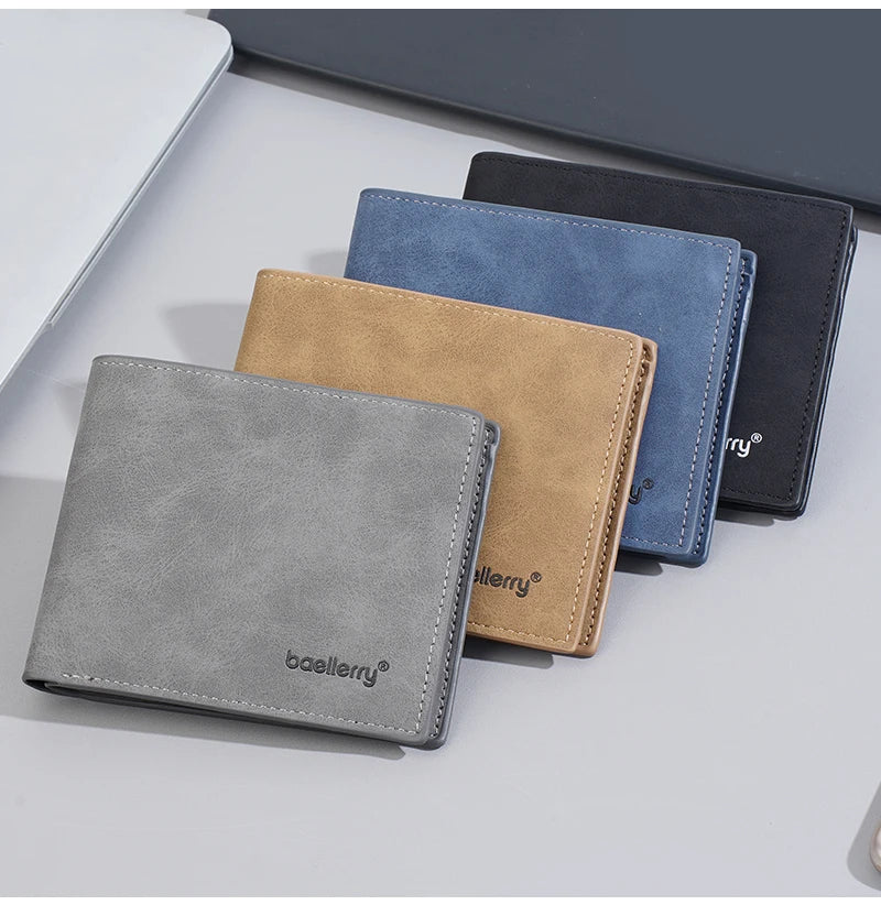 New Men's leather short wallet thin wallet Lightweight minimalist soft wallet