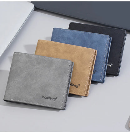 New Men's leather short wallet thin wallet Lightweight minimalist soft wallet