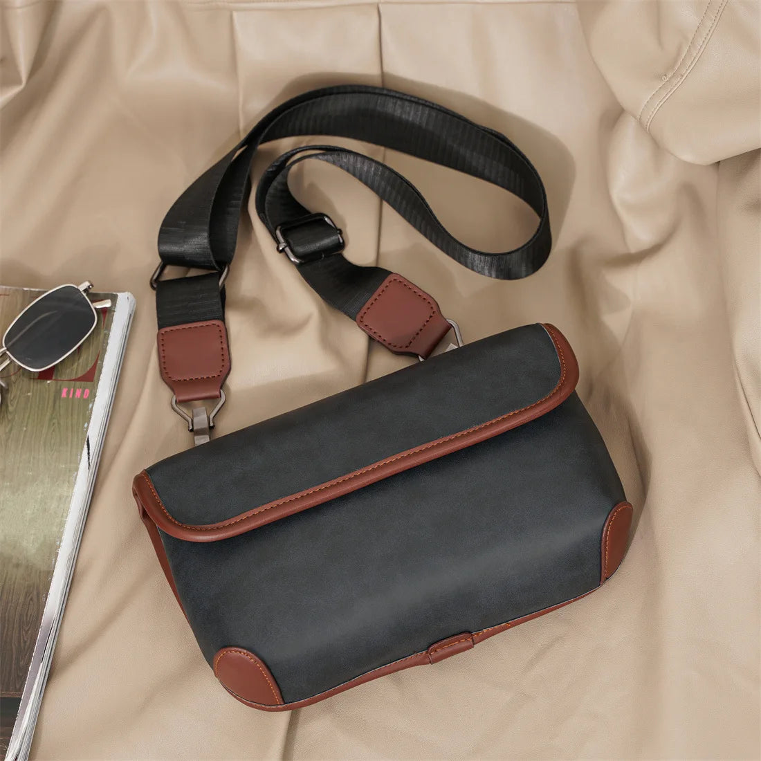 Casual Fashion Crossbody Bag Men Flap Shoulder Bag Vintage Design Shoulder Messenger Bags Unisex Mobile Phone Sling Handbags