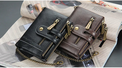 New Men Wallets Name Engraving 11 Card Holders Men Short Purse Double Zipper Coin Pocket High Quality Male Purse Cartera