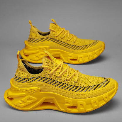 Trendy Men's Easiest for Match Breathable New Sports Shoes - Breathable Woven Upper with Striped Design, Lightweight and Plaid, Sports Shoes for Running, and Training Wear