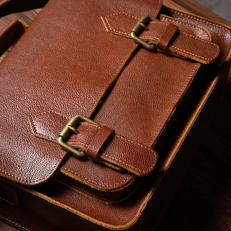 NUKA High Quality Top-Grain Cowhide Crossbody Bag Retro Unisex Messenger Bag Luxury Shoulder Bag Genuine Leather Cambridge Bags