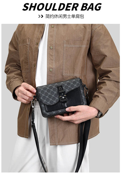 High-End Casual Shoulder Bag for Commuting Business Waterproof Daily Sling Bag Fashionable Jacquard Pattern Men's Crossbody Bag