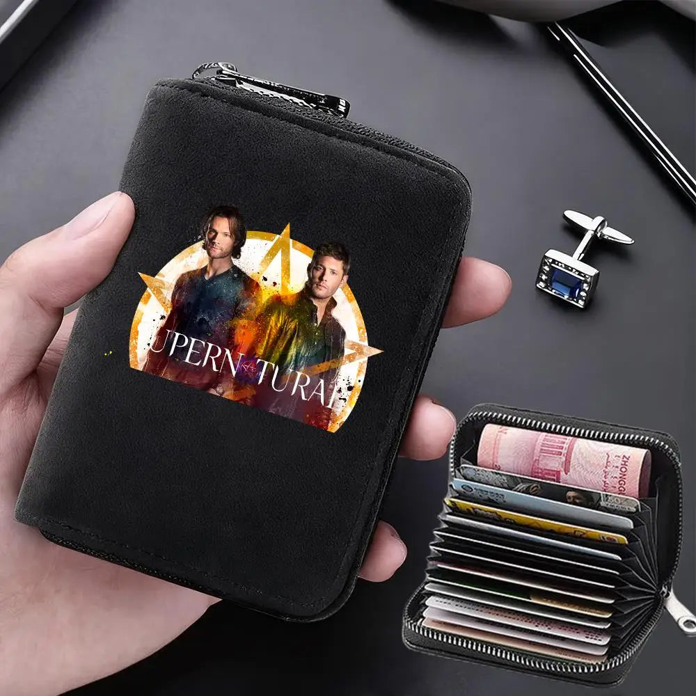 Supernatural Multifunctional Card Bag 11 Cards Slot Credit Card Holder Anti Demagnetization Wallets Cover Zipper Wallet for Men