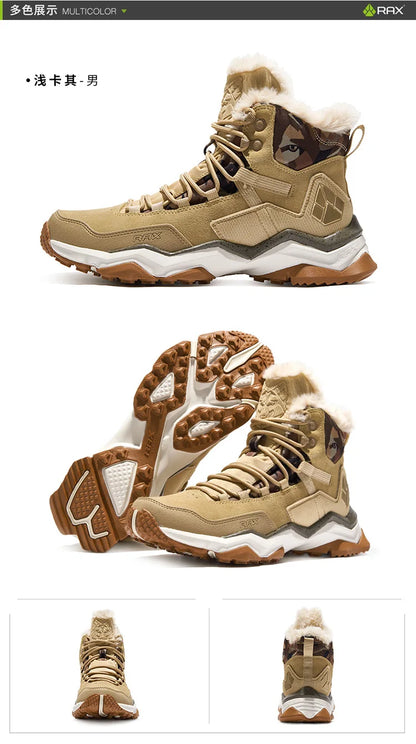 RAX Men Hiking Shoes Mid-top Waterproof Outdoor Sneaker Men Leather Trekking Boots Trail Camping Climbing Hunting Sneakers Women