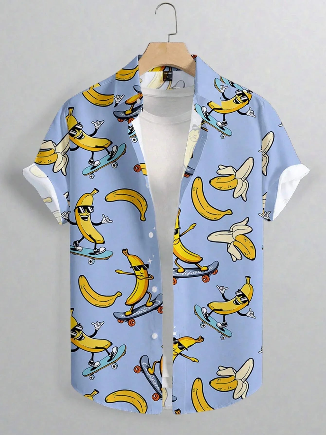 Men's Shirt Lapel Party Shirt Men's Casual Street Short Sleeve Summer New Fashion Banana Animation 3D Print Tops Men's Clothing